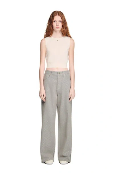 Sandro Sleeveless Short Knit Sweater In Neutral