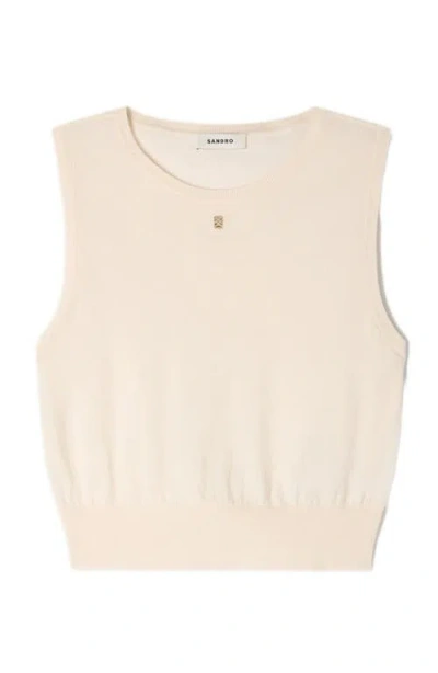 Sandro Sleeveless Short Knit Sweater In Neutral