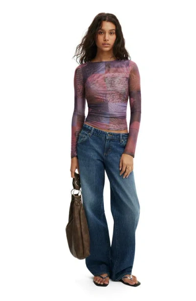 Cotton On Ashley Mesh Long Sleeve Top In Multi