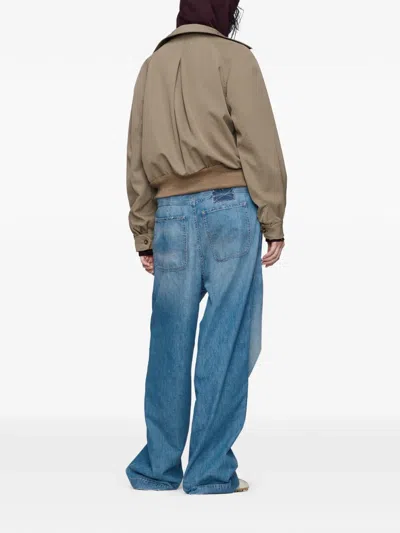 Maison Margiela Wool Jacket Zip Pockets Ribbed Hem Collar In Gray