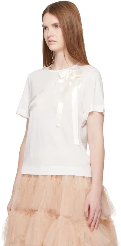 Simone Rocha Bow Sash Short-sleeve T-shirt In Neutral