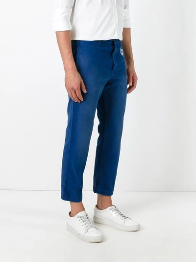 Shop Gucci Straight Cropped Trousers In Blue