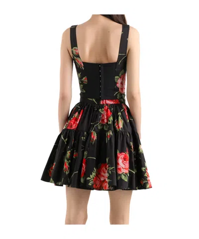 Dolce & Gabbana Black Mini Skirt With Floral Print Dolce E Gabbana