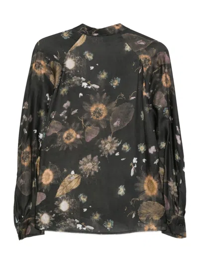 Semicouture Floral-pattern Top In Metallic