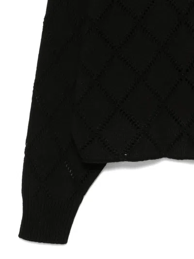 Semicouture Openwork Turtleneck Sweater In Black