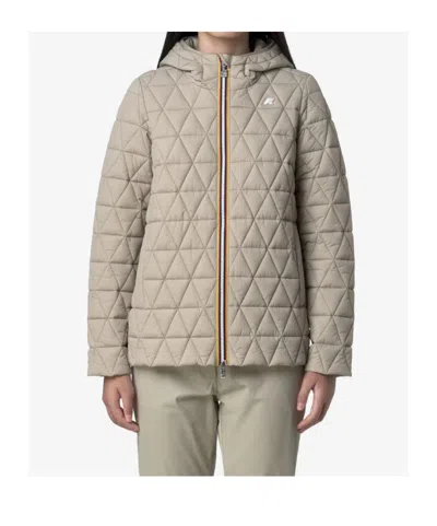 K-way Long-sleeved Cotton-padded Jacket In Green