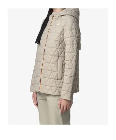 K-way Long-sleeved Cotton-padded Jacket In Green