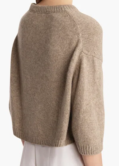 Khaite Sabina Cashmere Elbow-sleeve Boxy Sweater In Brown
