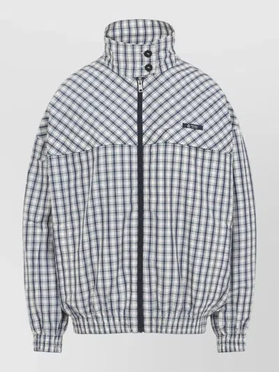 Prada Jacket High Collar Elastic Cuffs Hem In Pattern