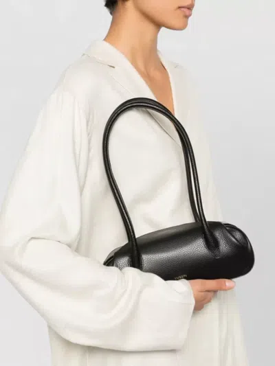 Yuzefi Mini Shoulder Bag Cylindrical Shape Leather In Black
