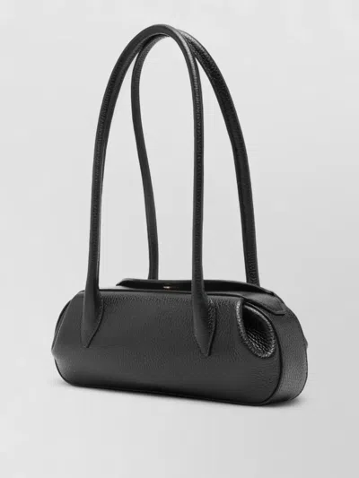 Yuzefi Mini Shoulder Bag Cylindrical Shape Leather In Black