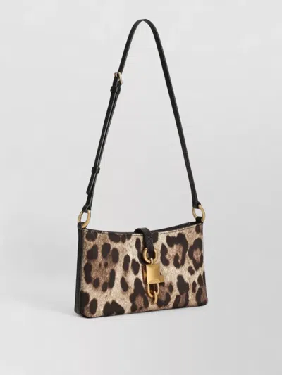 Dolce & Gabbana Lock Leather-trimmed Leopard-print Satin-twill Shoulder Bag In Animal Print