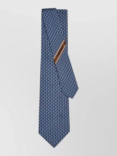 Ferragamo Regular Width Patterned Tie Barzio 7cm In Blue