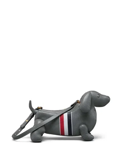 Thom Browne Pebble Full-grain Calf Leather Baby Hector Shoulder Bag In Gray