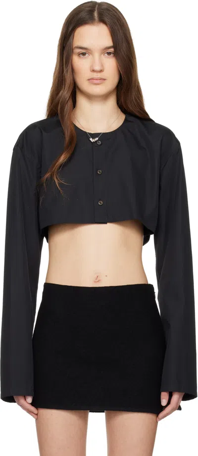 Rier Long-sleeved Short-length Mini Shirt In Blue