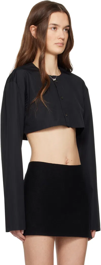 Rier Long-sleeved Short-length Mini Shirt In Blue
