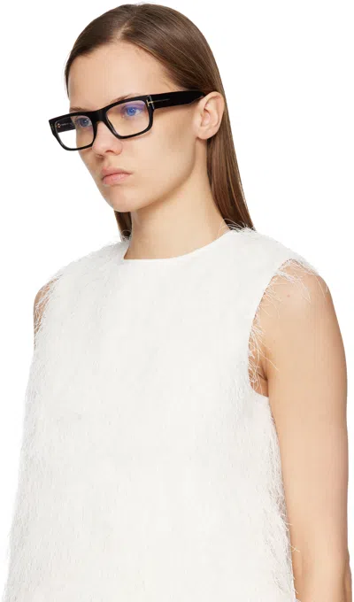 Tom Ford Black Rectangular Blue Light Glasses In Black