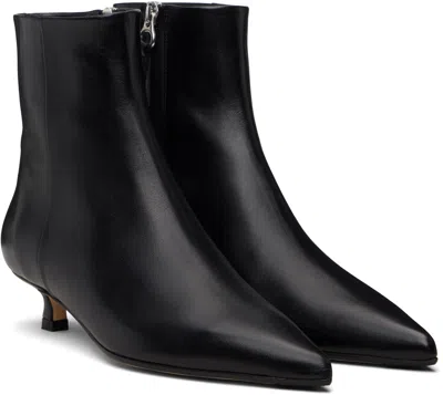 Aeyde Sofie Kitten Heel Pointed Toe Ankle Boots In Black