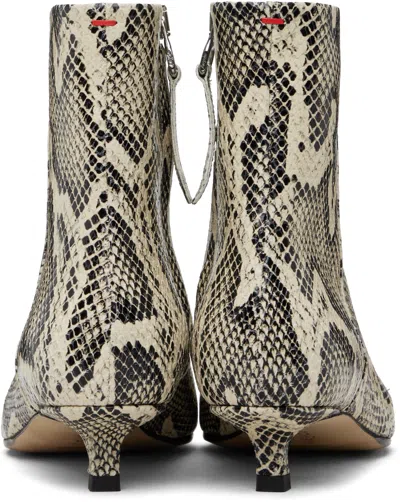 Aeyde Sofie Snake Print Calf Leather Creamy Shoes In Black