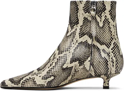 Aeyde Sofie Snake Print Calf Leather Creamy Shoes In Black