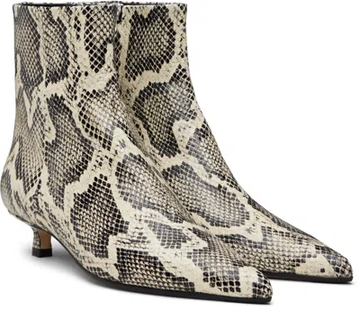 Aeyde Sofie Snake Print Calf Leather Creamy Shoes In Black