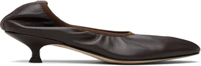 Aeyde Hermia Pumps 35mm Leather Kitten Heel In Burgundy