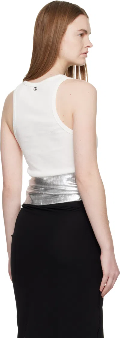 Rabanne Sleeveless Coast Tank Top With Silver Foil And Piercing Details In White