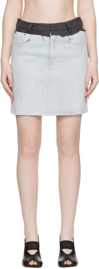 Mm6 Maison Margiela Denim Mini Skirt With Belt Loop In Blue
