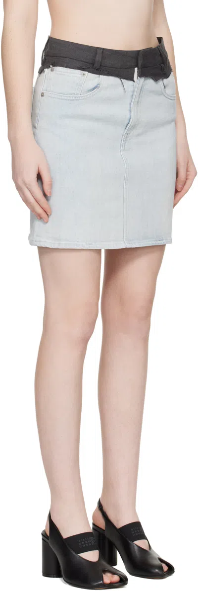 Mm6 Maison Margiela Denim Mini Skirt With Belt Loop In Blue