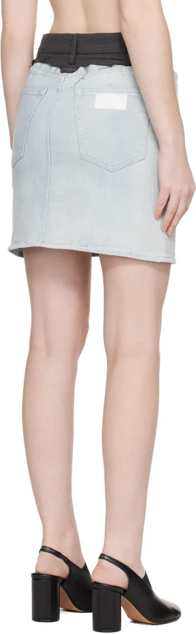 Mm6 Maison Margiela Denim Mini Skirt With Belt Loop In Blue