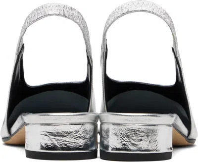 Aeyde Womens Silver Dua Slingback Leather Flats Eur 40.5 / 7.5 Uk In Silver