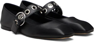 Aeyde Uma Eyelet-embellished Leather Mary Jane Ballet Flats In Black