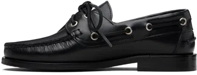 Aeyde Harris Polished Stitched Bow Loafers In Black