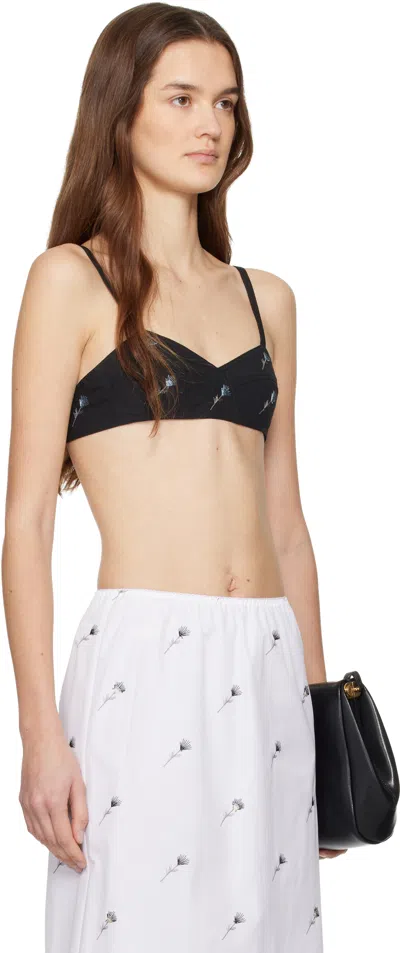 Rier Pop Flowers Thin Strap Bra In Black