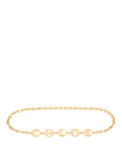 Chloé Script Logo Chain Belt Gold Tone In Gold