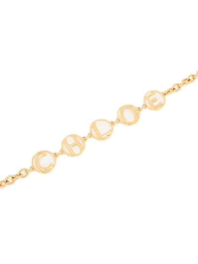Chloé Script Logo Chain Belt Gold Tone In Gold