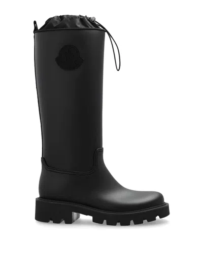 Moncler Rubber Kickstream Boots With Drawstring In Black