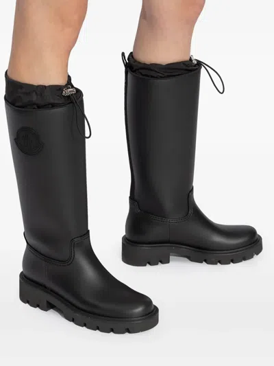 Moncler Rubber Kickstream Boots With Drawstring In Black