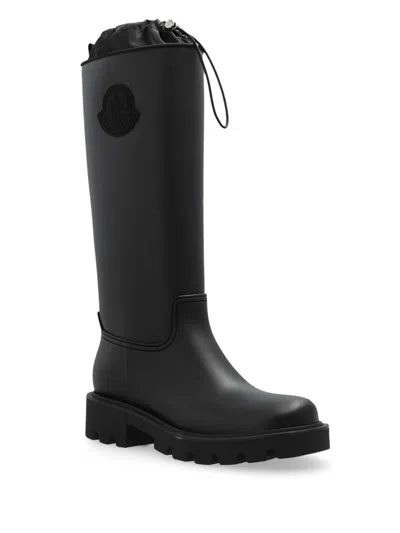 Moncler Rubber Kickstream Boots With Drawstring In Black