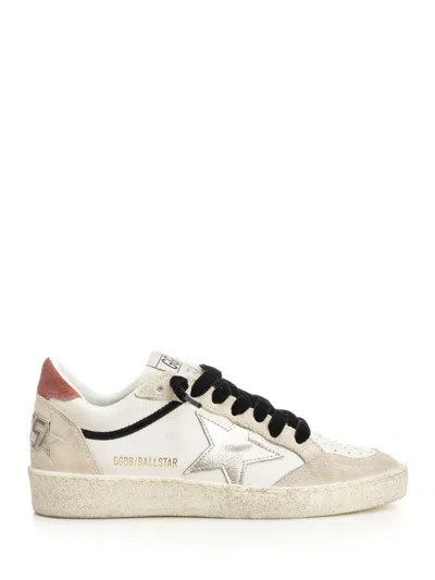 Golden Goose Ball Star Leather Upper Suede Toe And Spur Laminated Star Waxed Suede Heel Sneakers White