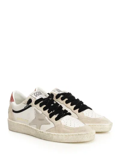 Golden Goose Ball Star Leather Upper Suede Toe And Spur Laminated Star Waxed Suede Heel Sneakers White