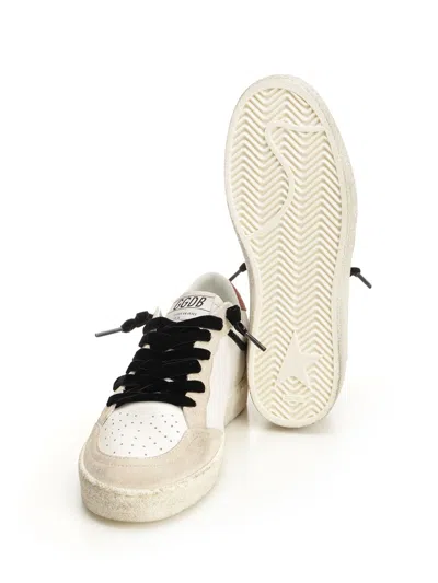 Golden Goose Ball Star Leather Upper Suede Toe And Spur Laminated Star Waxed Suede Heel Sneakers White