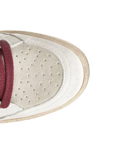 Golden Goose Ballstar White Low Top Sneakers With Glittered Star Patch On The Side And Glittered Heel With Logo L In Multi