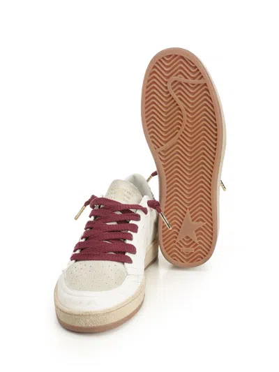 Golden Goose Ballstar White Low Top Sneakers With Glittered Star Patch On The Side And Glittered Heel With Logo L In Multi