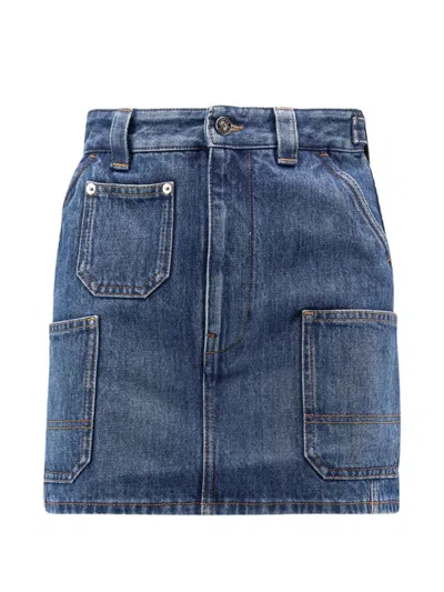Givenchy Patch-pocket Denim Skirt In Blue