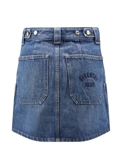 Givenchy Patch-pocket Denim Skirt In Blue