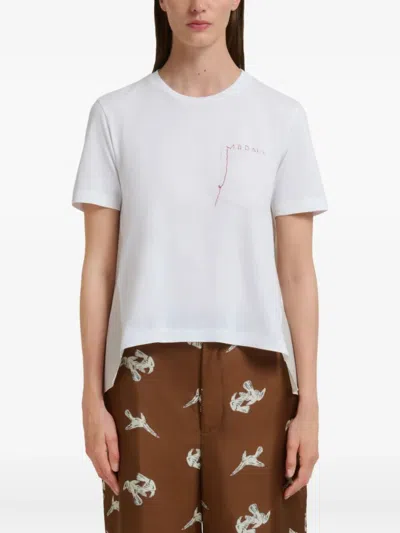 Marni Cotton T-shirt With Embroidered Logo Clothing In White
