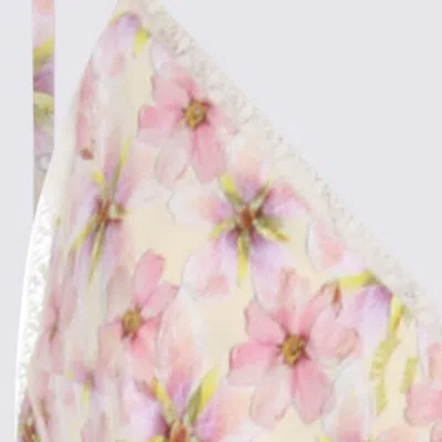 Zadig & Voltaire Ramelil Mirror Flowers Lace Trim Crepe Slipdress In Neutral