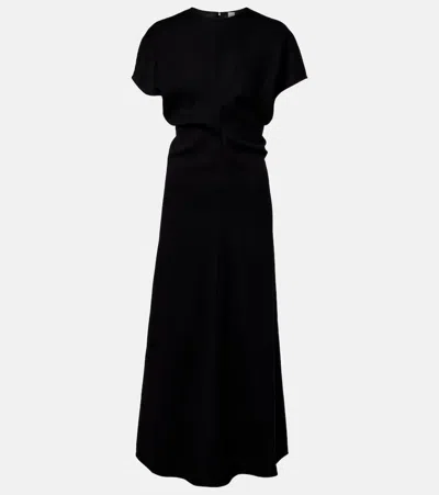 Totême Maxi Dress With Short Sleeves And Shine In Black