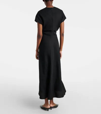 Totême Maxi Dress With Short Sleeves And Shine In Black